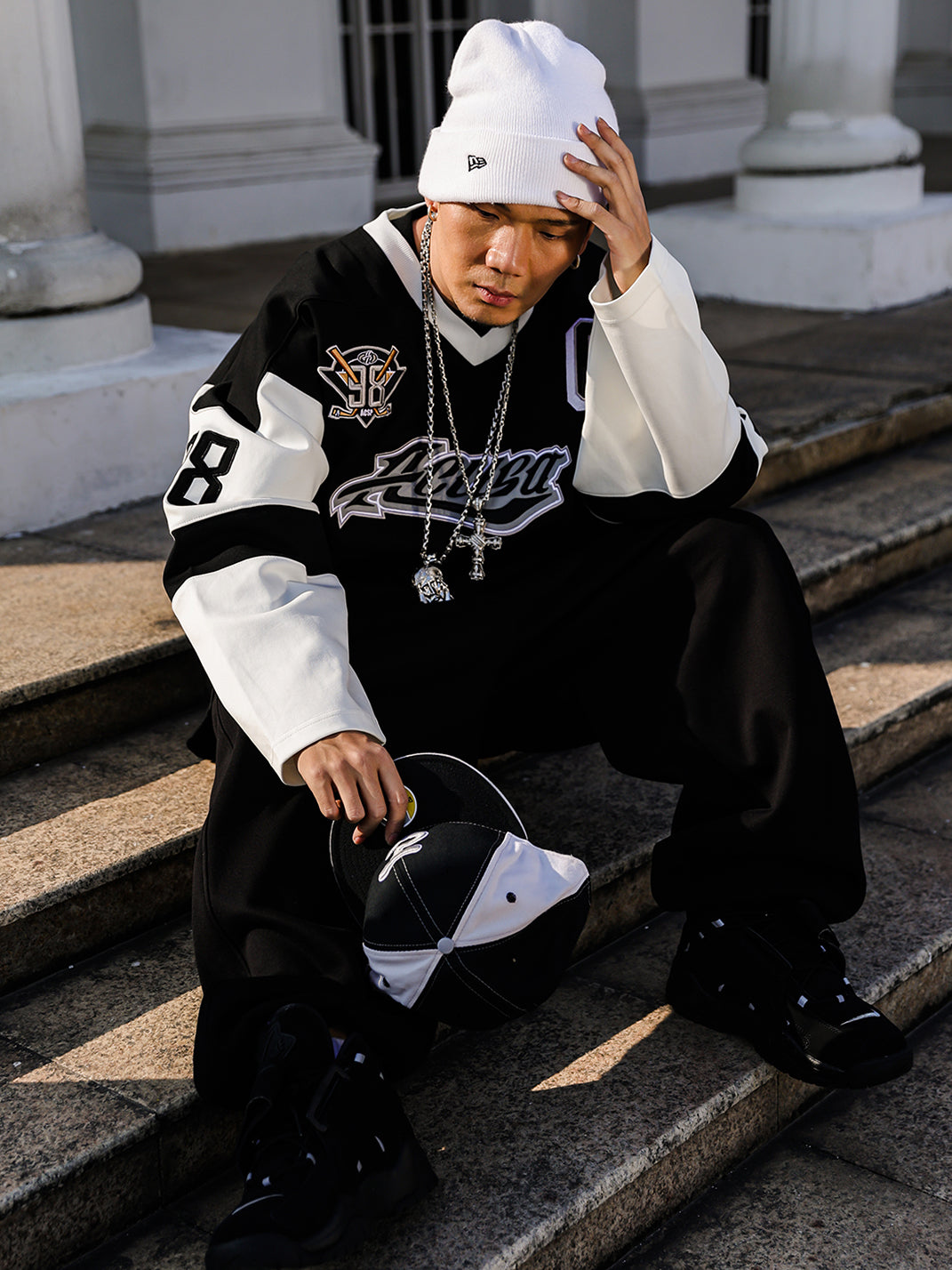 ACUSA | Color Block Oversized Hockey Sweatshirt With Hand Sew Patches - PSYLOS 1, ACUSA | Color Block Oversized Hockey Sweatshirt With Hand Sew Patches, Tops, ACUSA, PSYLOS 1